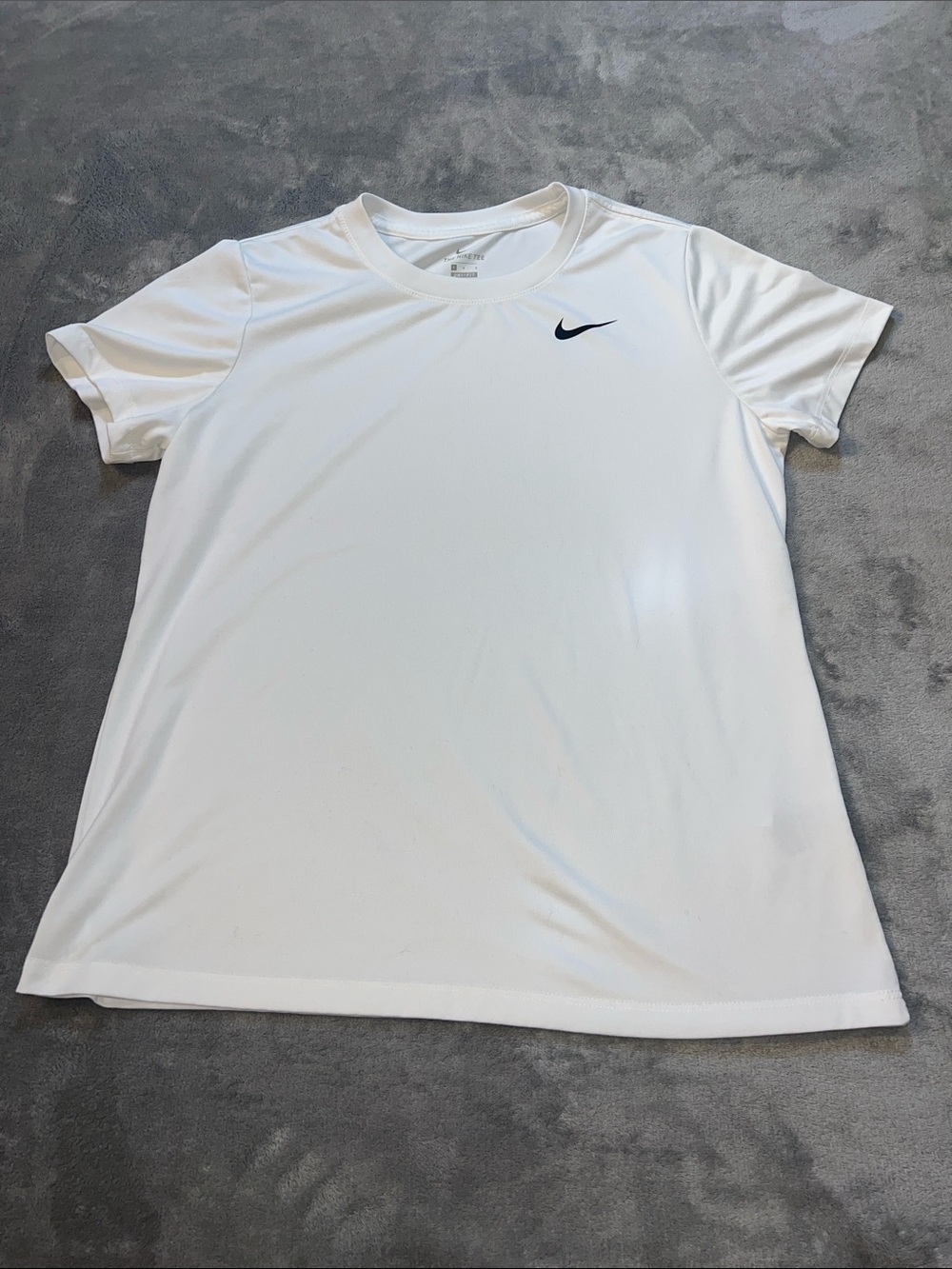 Nike White Short Sleeve Performance Tee with Black Swoosh